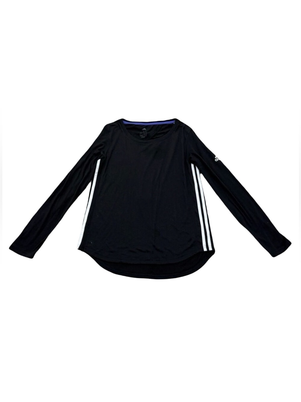 Women’s Adidas Long Sleeve Performance Top Black Stripe Logo 2010s